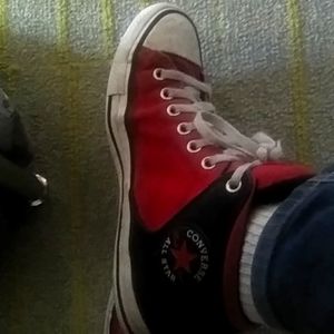 Red and black converse